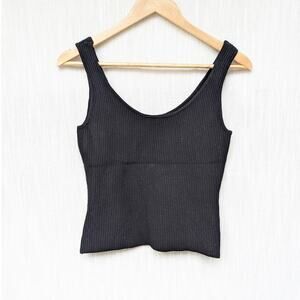 Aqua Black Knit Slim Fit Sleeveless Tank Top, size S